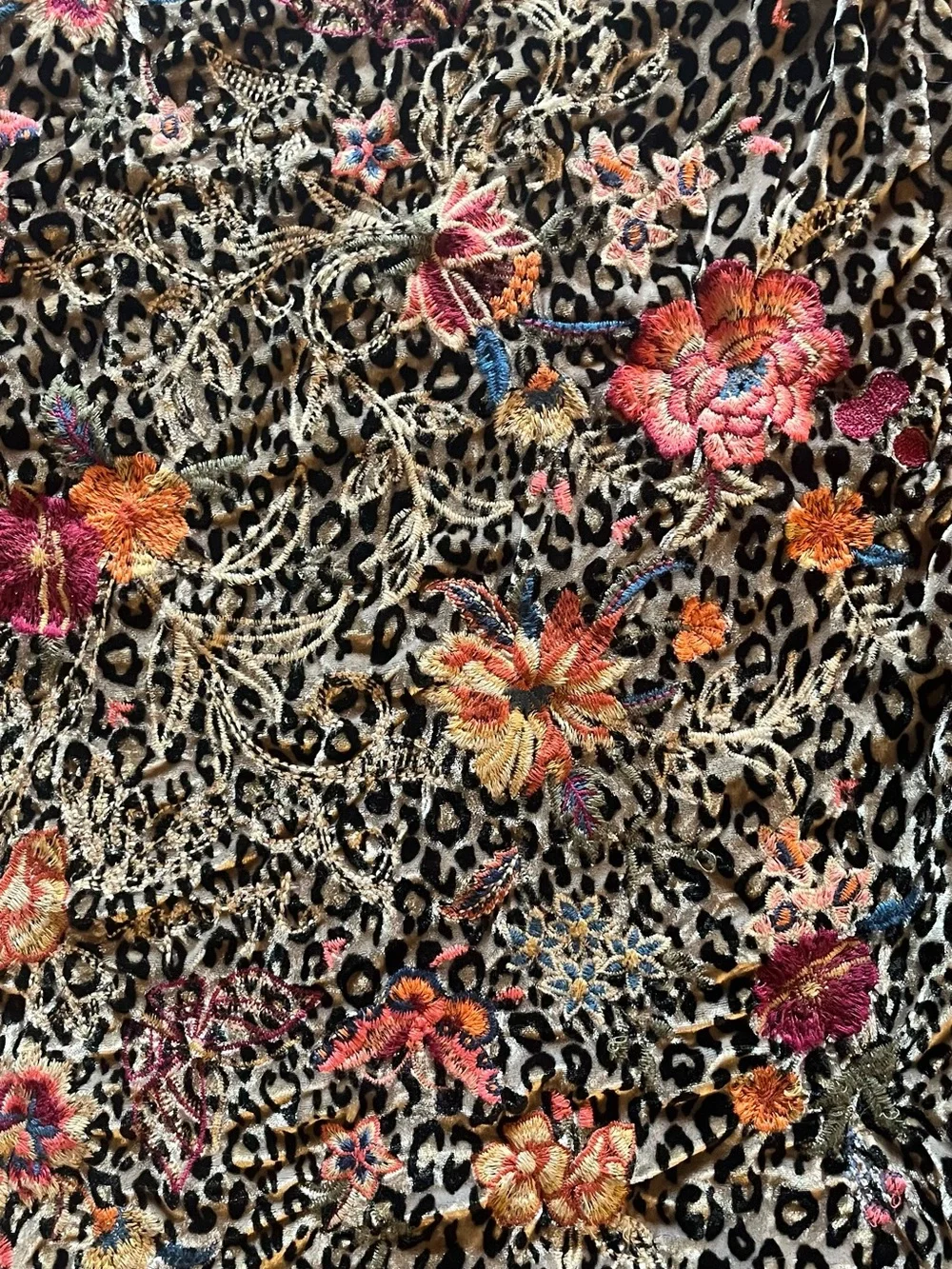Johnny Was set of 2 animal print velvet pillow covers floral embroidery 22x22